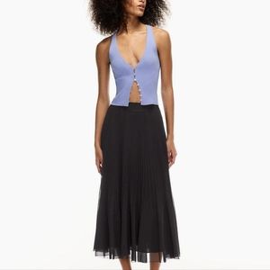 Aritzia Wilfred Twirl Midi Skirt Black Chiffon XS